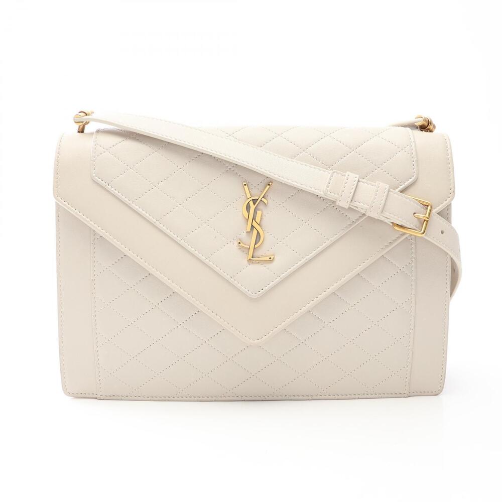 Saint Laurent Paris Satchel Gabby Leather Shoulder Bag White